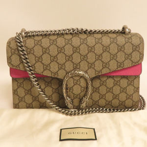 💎✨BEAUTIFUL✨💎GUCCI GG Dionysus Shoulder Bag coated canvas Brown/Pink
